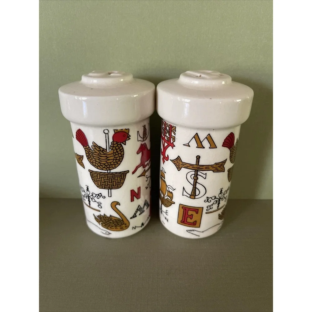 Vintage Holt Howard Salt Pepper Shakers Weathervanes Americana Farmhouse Kitchen